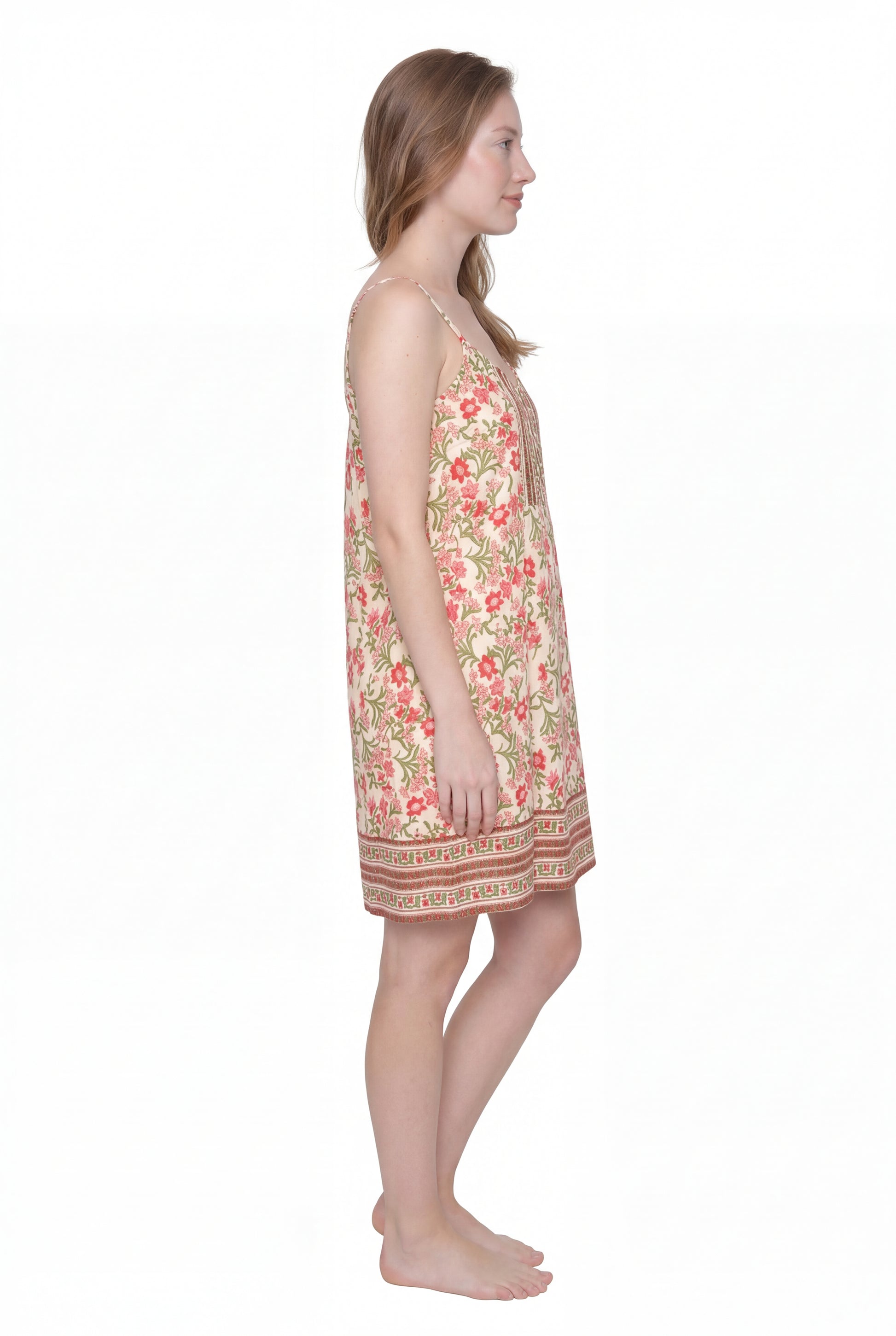 La Cera Floral Spaghetti Strap Chemise - La Cera