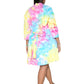 Tie Dye Short Cotton Wrap Robe