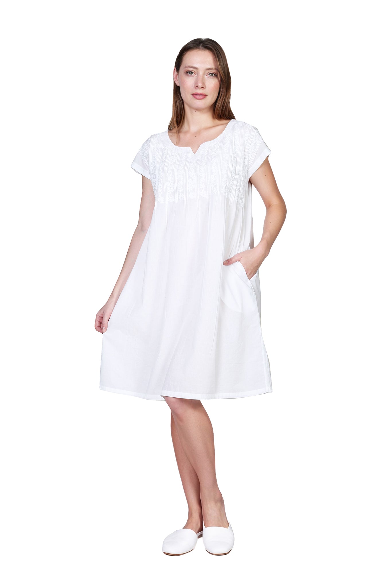 Pleated Bodice Lightweight Cotton Chemise