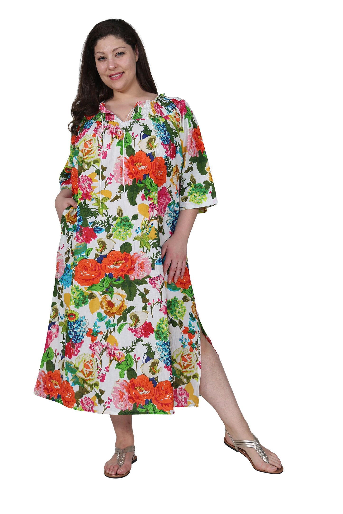 100% Cotton Tropical Floral Nightgown