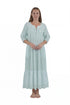100% Cotton Embroidered Long Sleeve Gown - La Cera