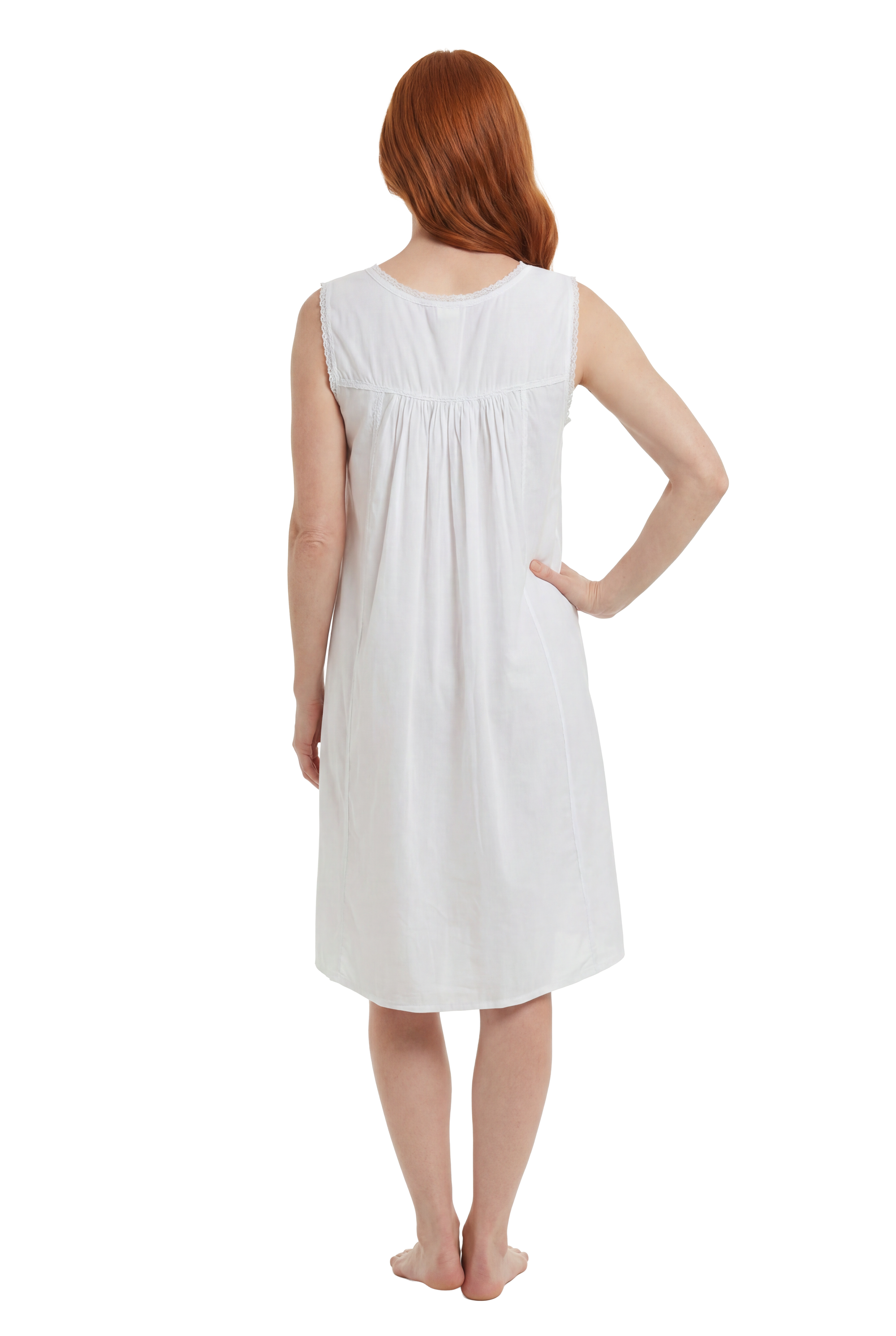100% Cotton White Embroidered Chemise - La Cera
