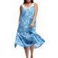 Plus size 100% Cotton Lace Trim Flounce Gown Blue Toile Print - La Cera