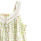 Plus size 100% Cotton Lace Trim Flounce Gown White Lime Floral Print - La Cera