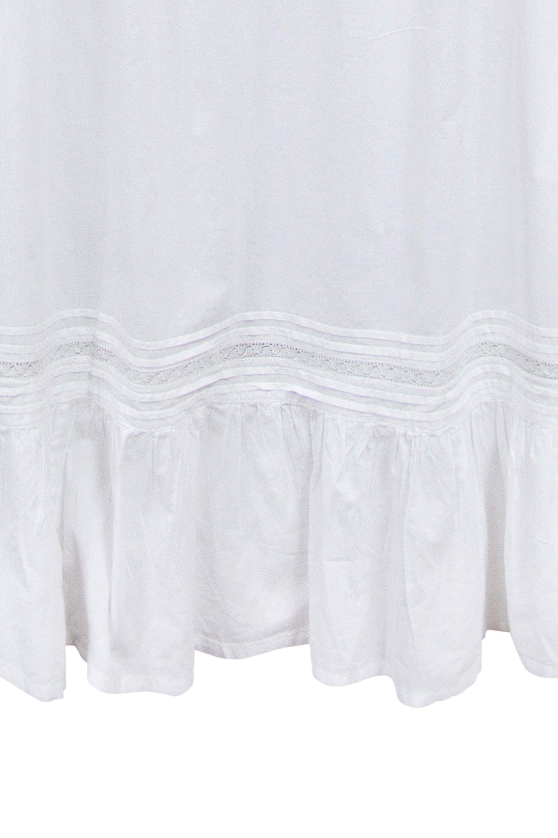 100% Cotton Embroidered Scoop Neck Gown - La Cera