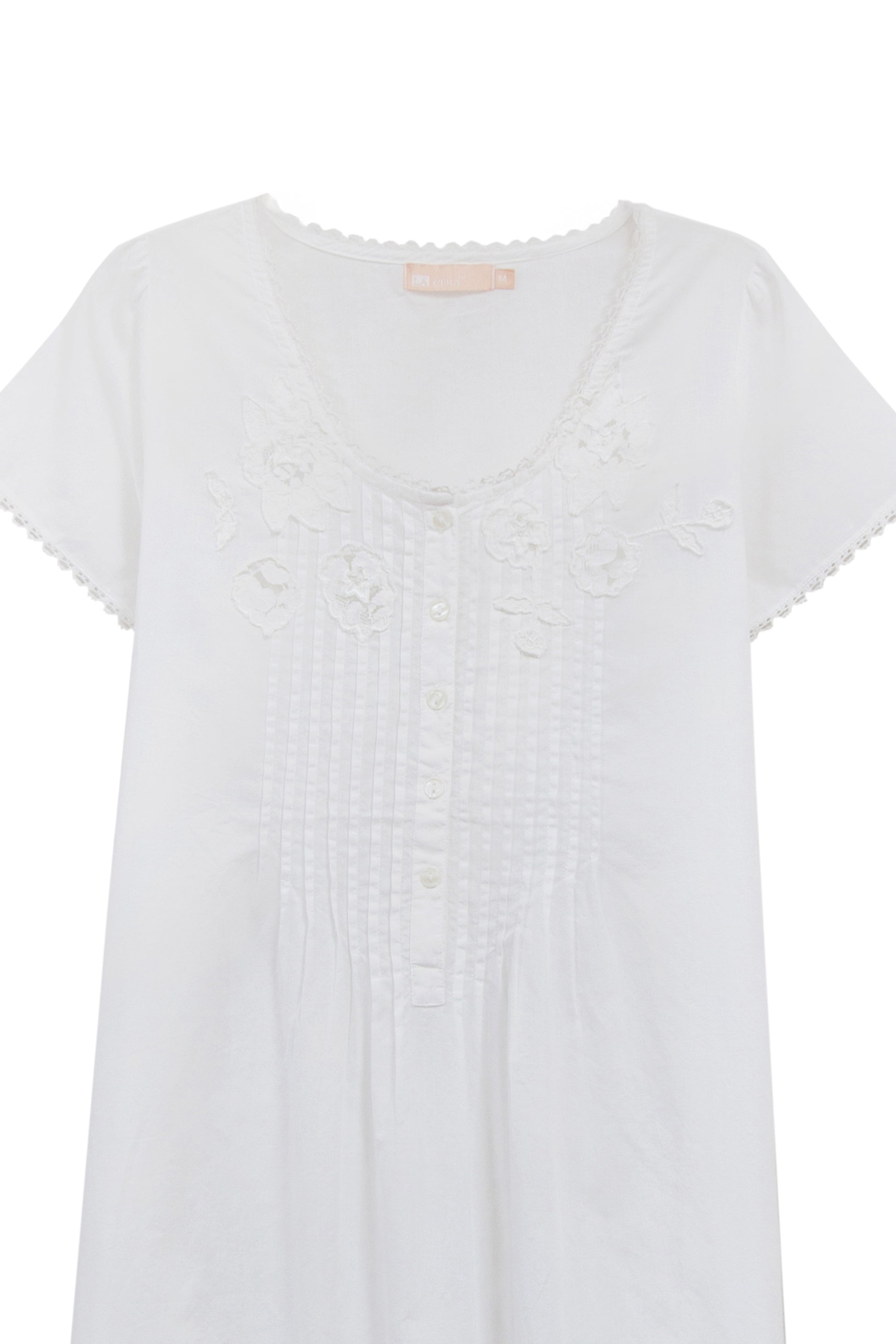 La Cera 100% Cotton Lace Applique Gown - La Cera