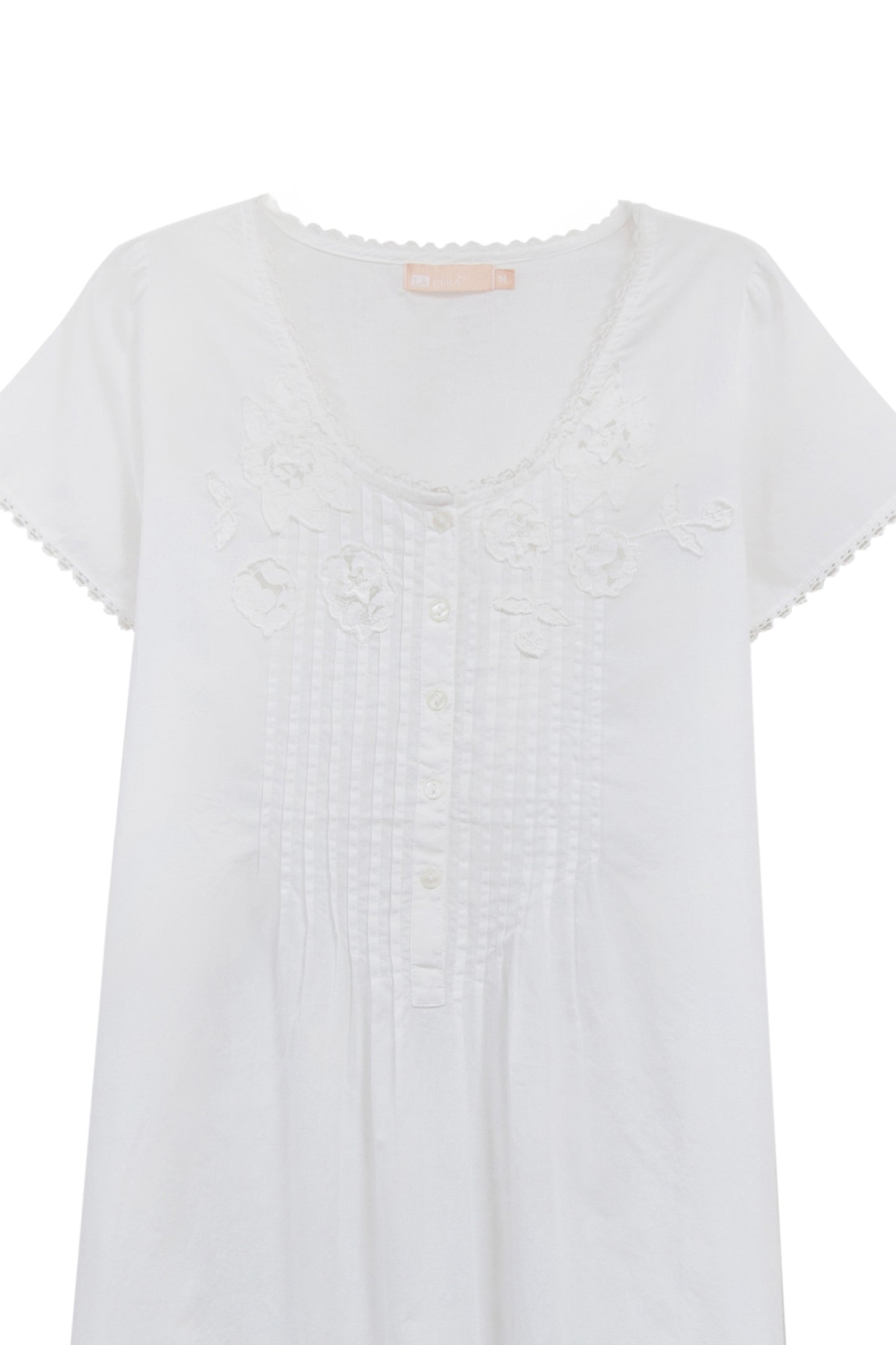 La Cera Plus Size 100% Cotton Lace Applique Gown - La Cera