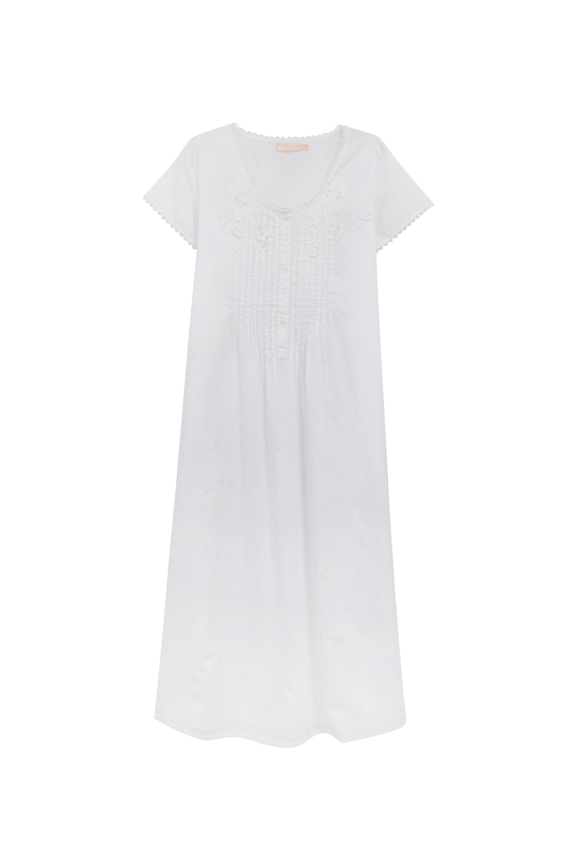 La Cera Plus Size 100% Cotton Lace Applique Gown - La Cera