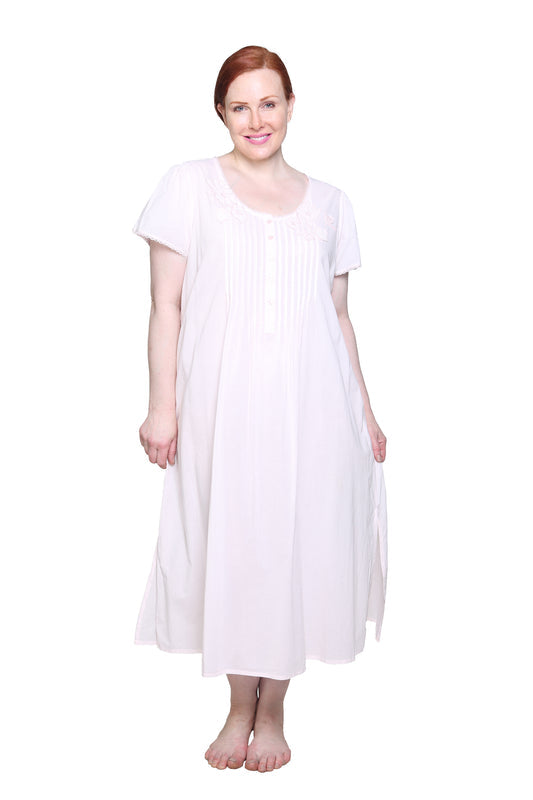 La Cera 100% Cotton Lace Applique Gown - La Cera