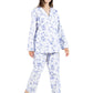 La Cera Porcelain Blue Floral Flannel PJ
