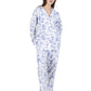 La Cera Porcelain Blue Floral Flannel PJ
