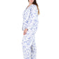 La Cera Plus Size  Porcelain Blue Floral Flannel PJ