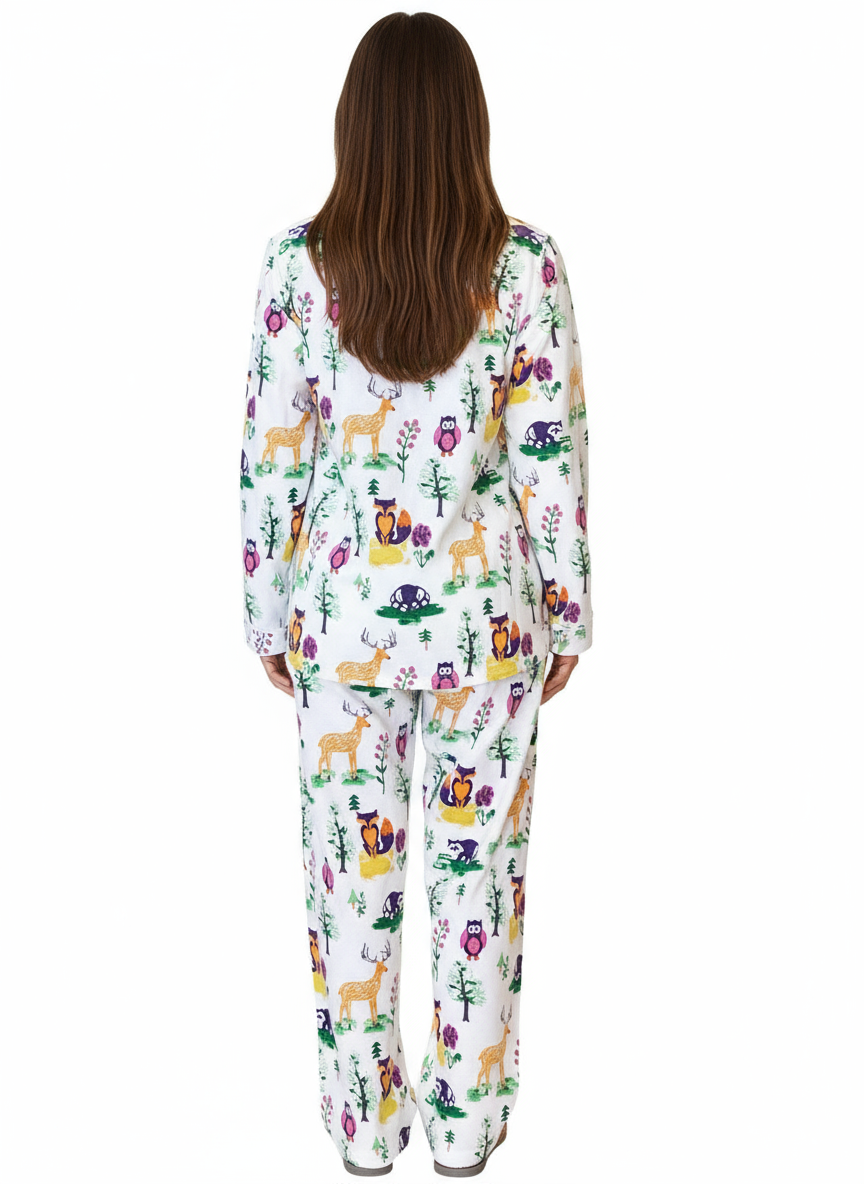 Forest Animal Flannel Pajama Set - La Cera