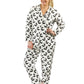 La Cera Long Sleeve Printed Flannel Pajama Set - La Cera