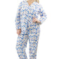 La Cera Long Sleeve Printed Flannel Pajama Set - La Cera