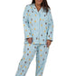 La Cera Long Sleeve Printed Flannel Pajama Set - La Cera