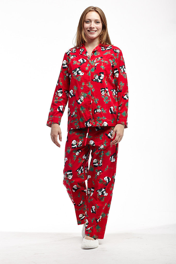 La Cera Long Sleeve Printed Flannel Pajama Set - La Cera