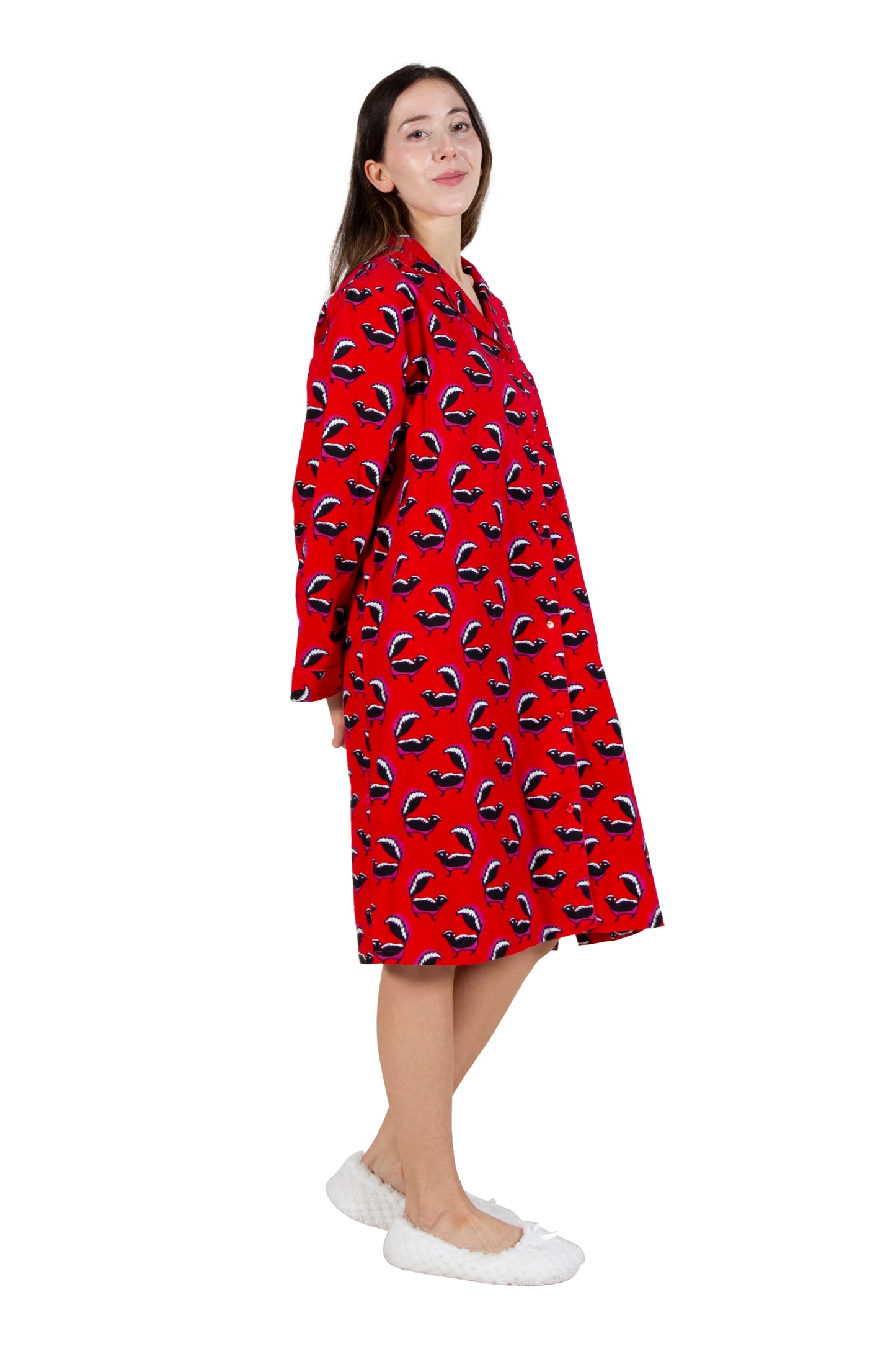 Whimsical Skunk Flannel Night Shirt - La Cera
