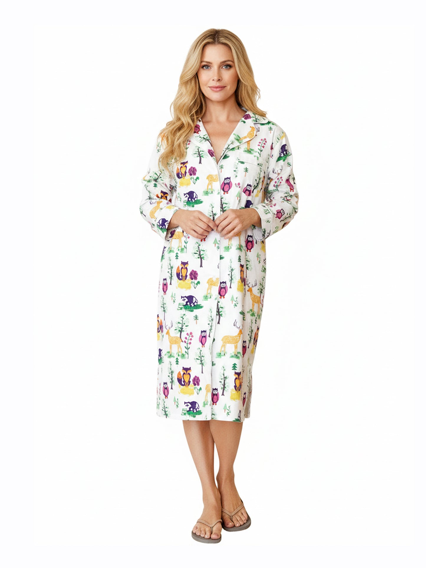 Forest Animals Flannel Night Shirt - La Cera