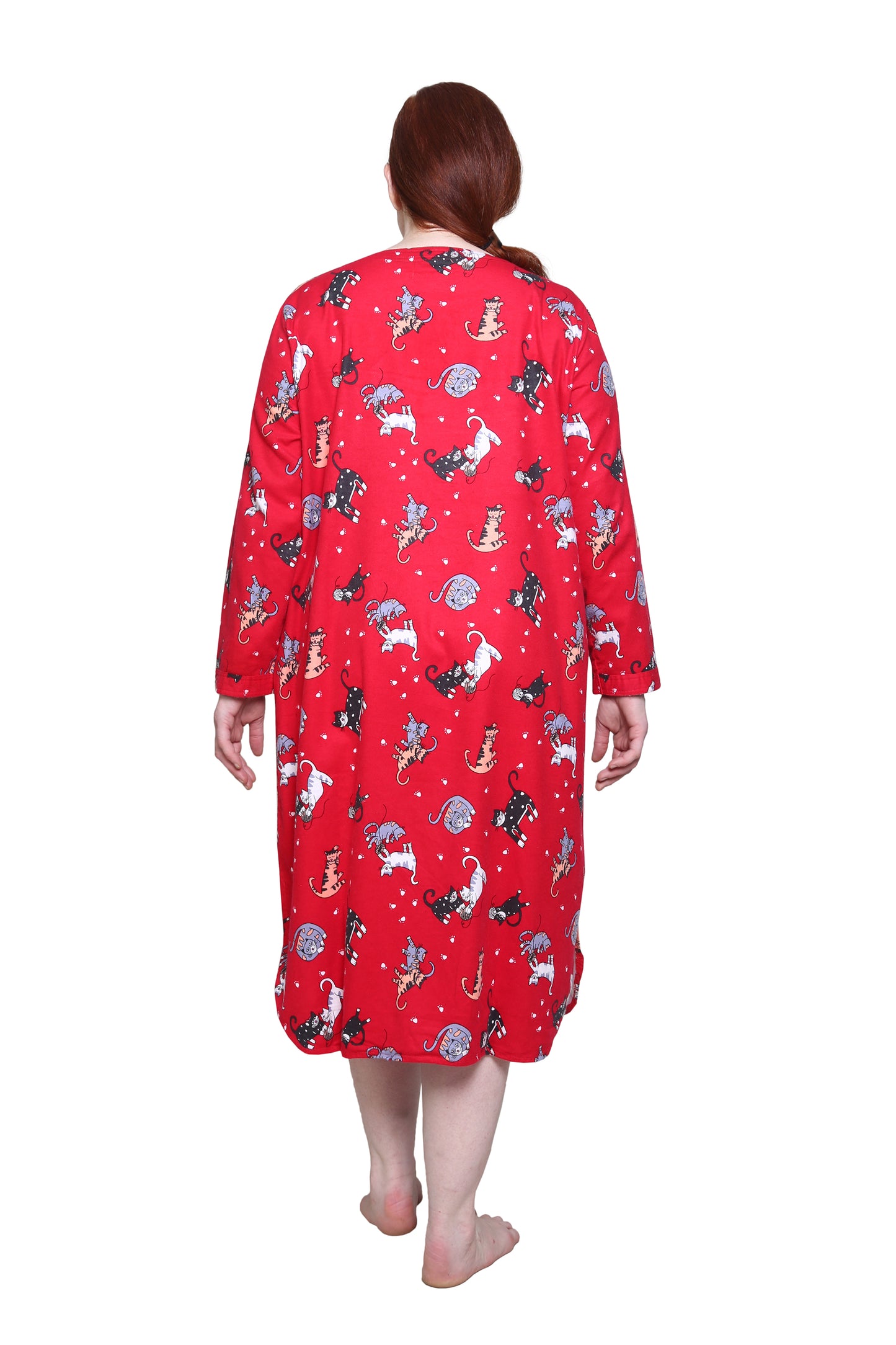 La Cera Plus Size Flannel Night Shirt