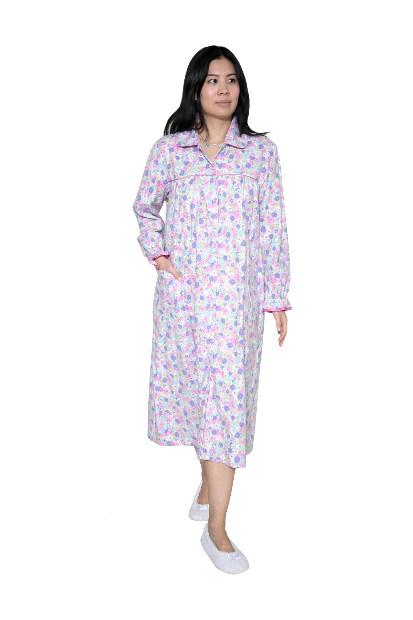 100% Cotton Flannel Snap Front House Dress