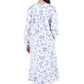 La Cera Porcelain Blue Floral Flannel Gown - La Cera