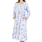 Lace Trimmed Cotton Flannel Wispy Floral Night Gown - La Cera