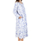La Cera Porcelain Blue Floral Flannel Gown - La Cera