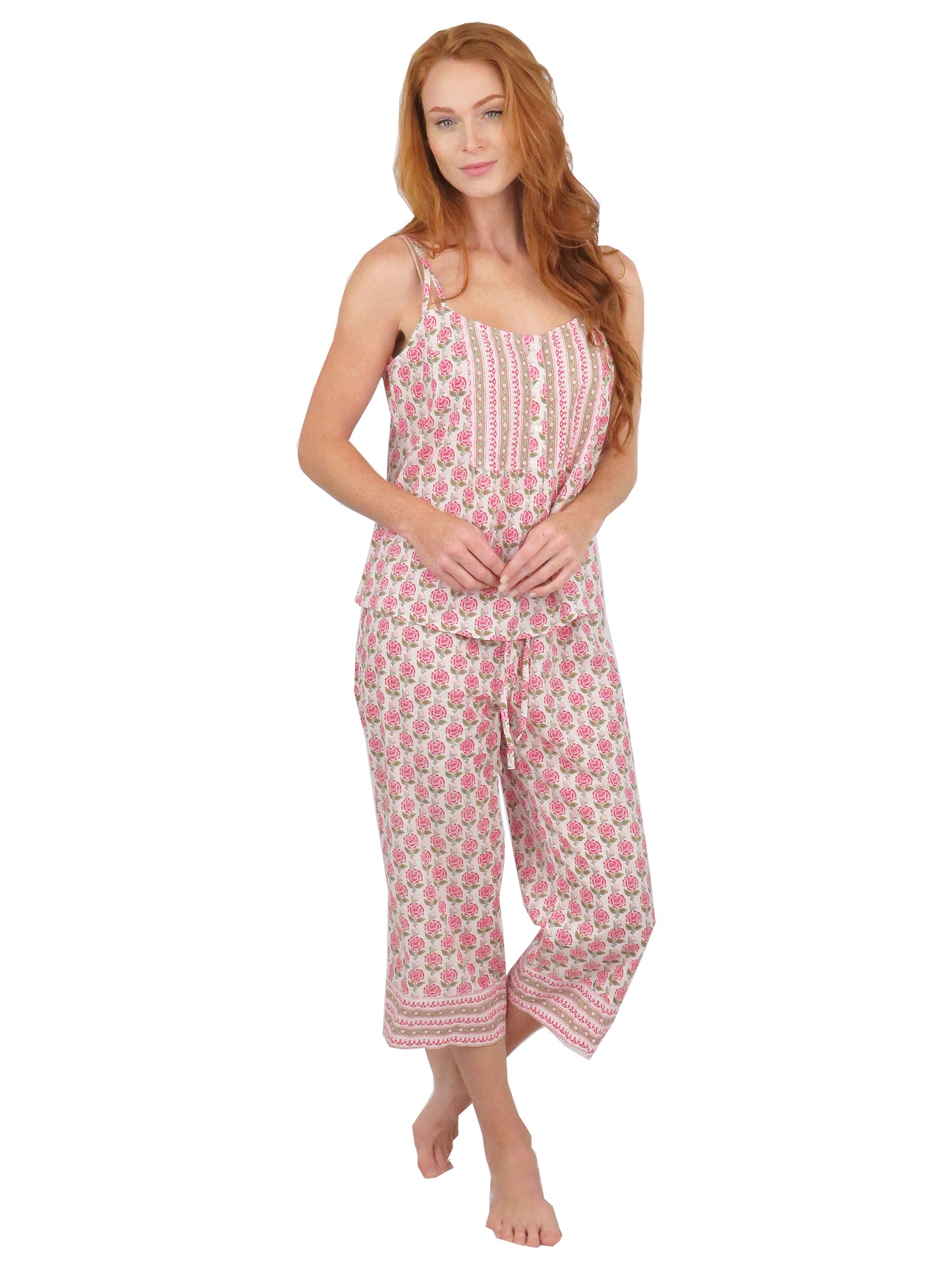 Floral Cotton Capri Print Pajamas