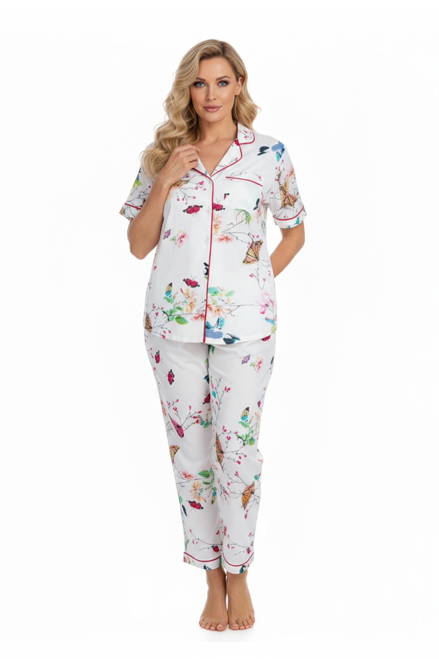 La Cera Plus Size Short Sleeve Garden Floral Pajamas