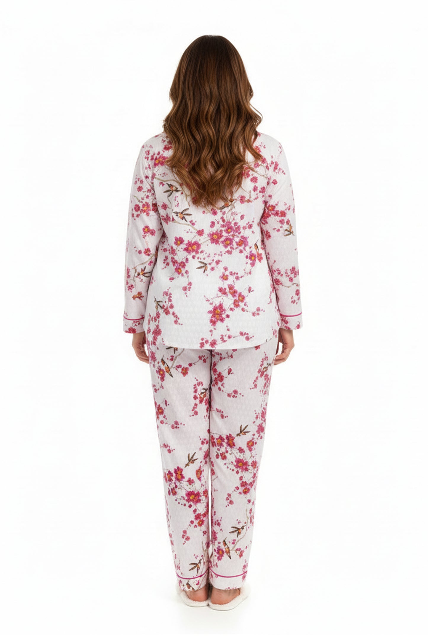La Cera Cherry Blossom Cotton Pajama Set  - Plus Size - La Cera