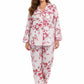 La Cera Cherry Blossom Cotton Pajama Set  - Plus Size - La Cera