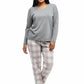Plus Flannel Plaid and Cotton Knit PJ