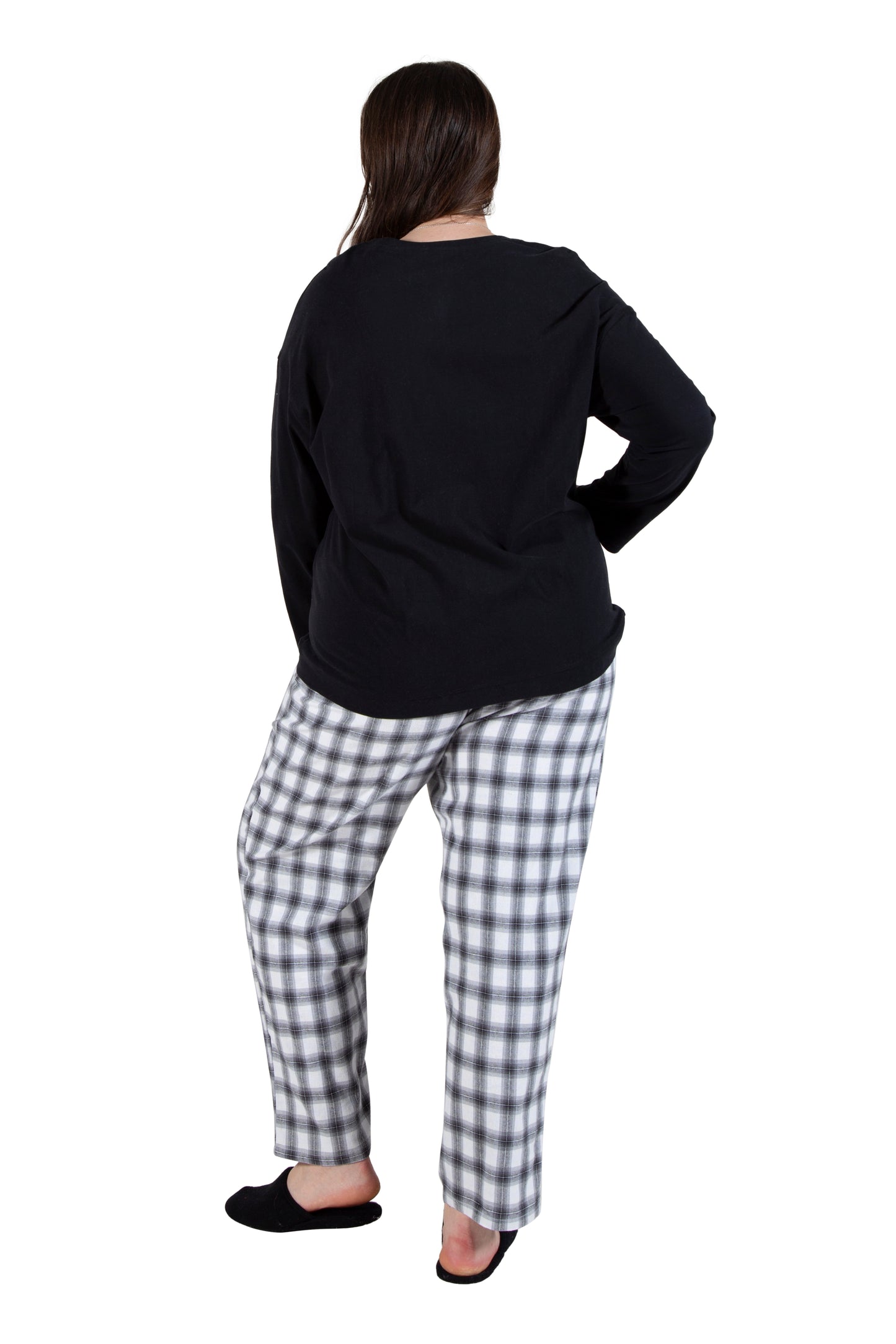 Plus Flannel Plaid and Cotton Knit PJ