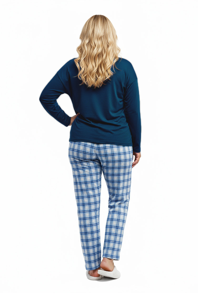 Plus Flannel Plaid and Cotton Knit PJ