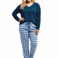 Plus Flannel Plaid and Cotton Knit PJ