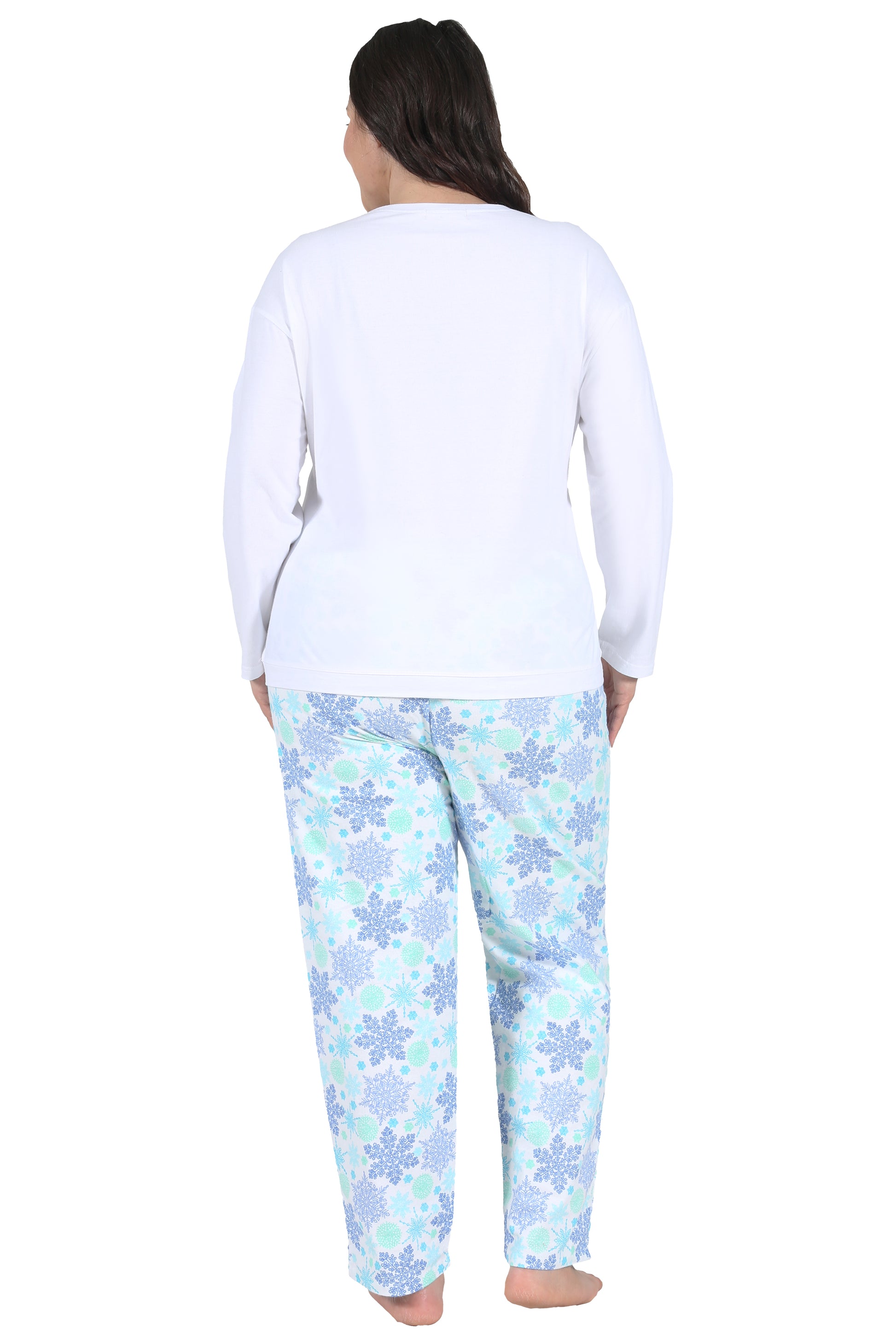 Snow Flake Flannel Plus Size Pajama Set - La Cera