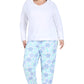 Snow Flake Flannel Plus Size Pajama Set - La Cera