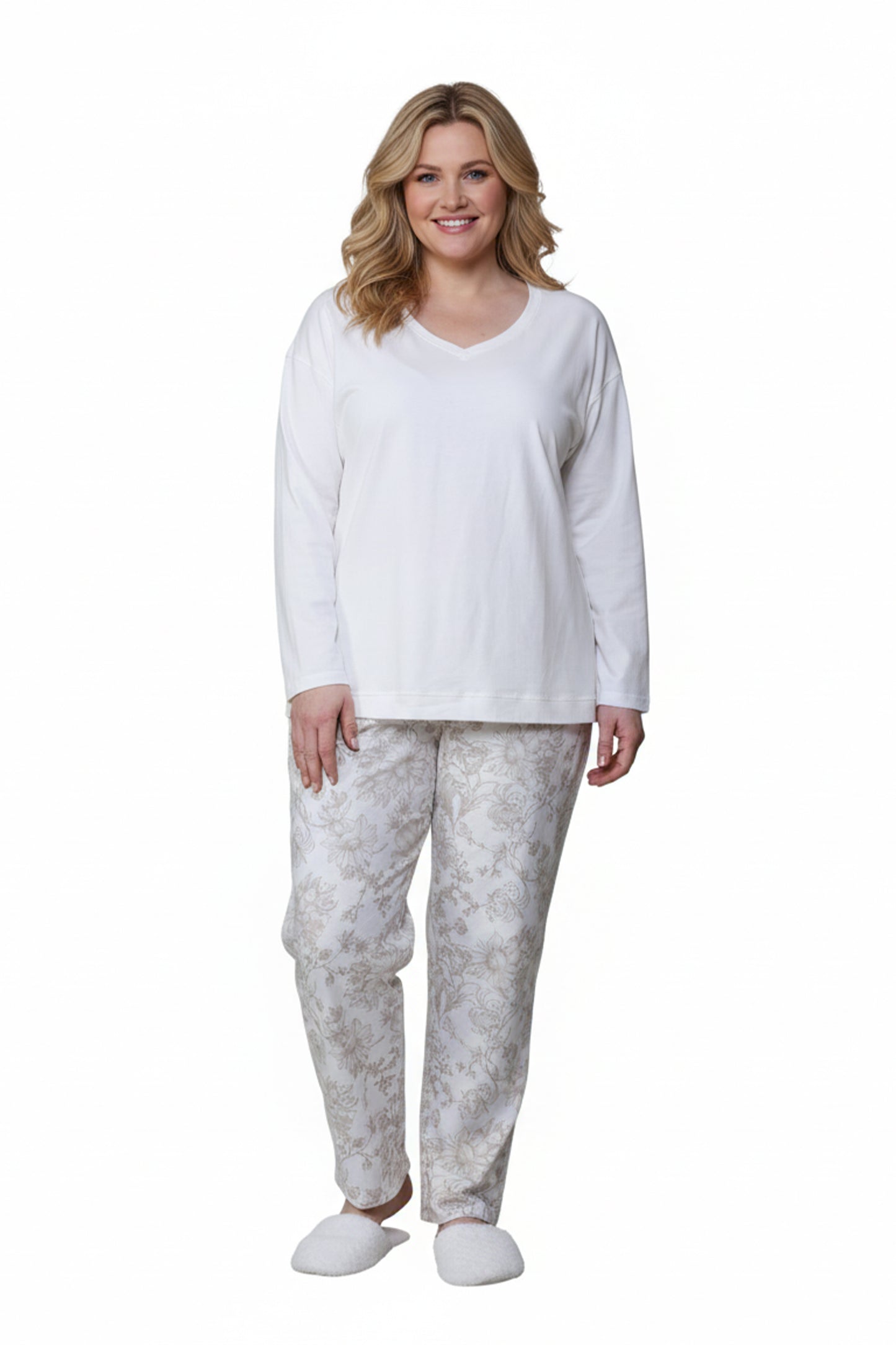 Knit Top & Flannel Pant Plus Size Pajama Set