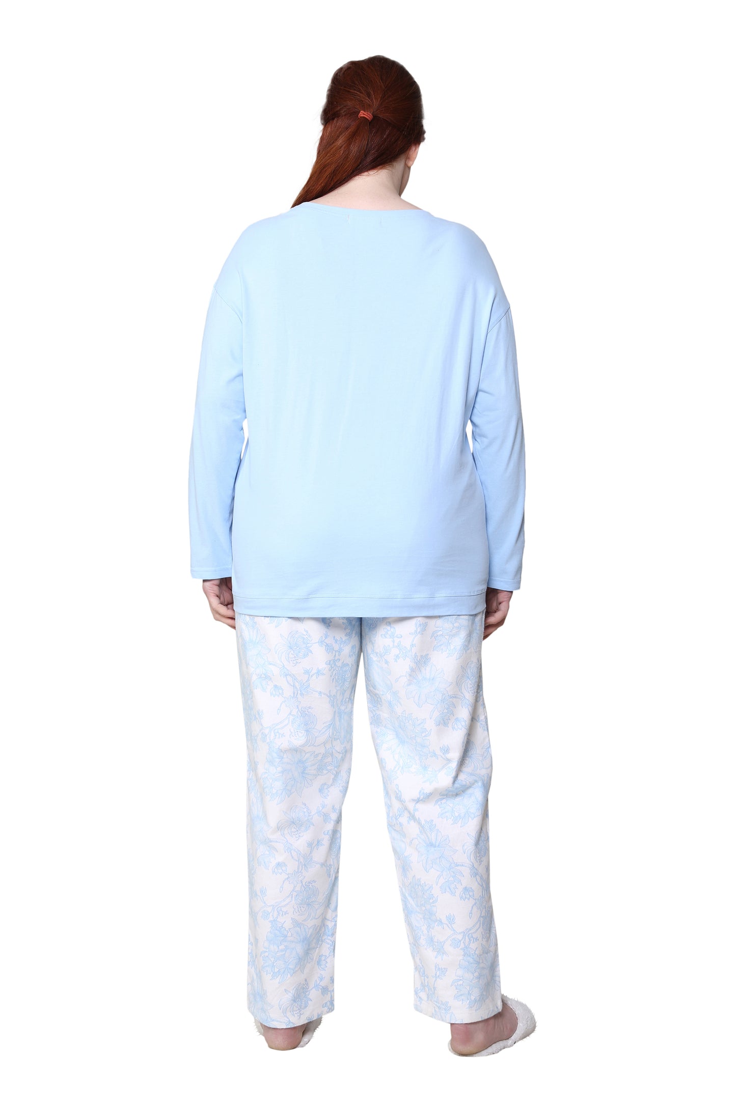 Plus Size Flannel Print Pajama Set