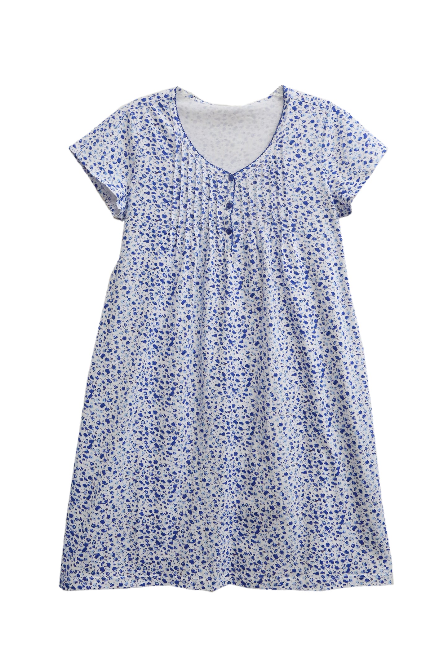 La Cera Blue Posies Cotton Knit Chemise