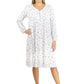 La Cera Lilac Floral Print Cotton Knit Gown - La Cera