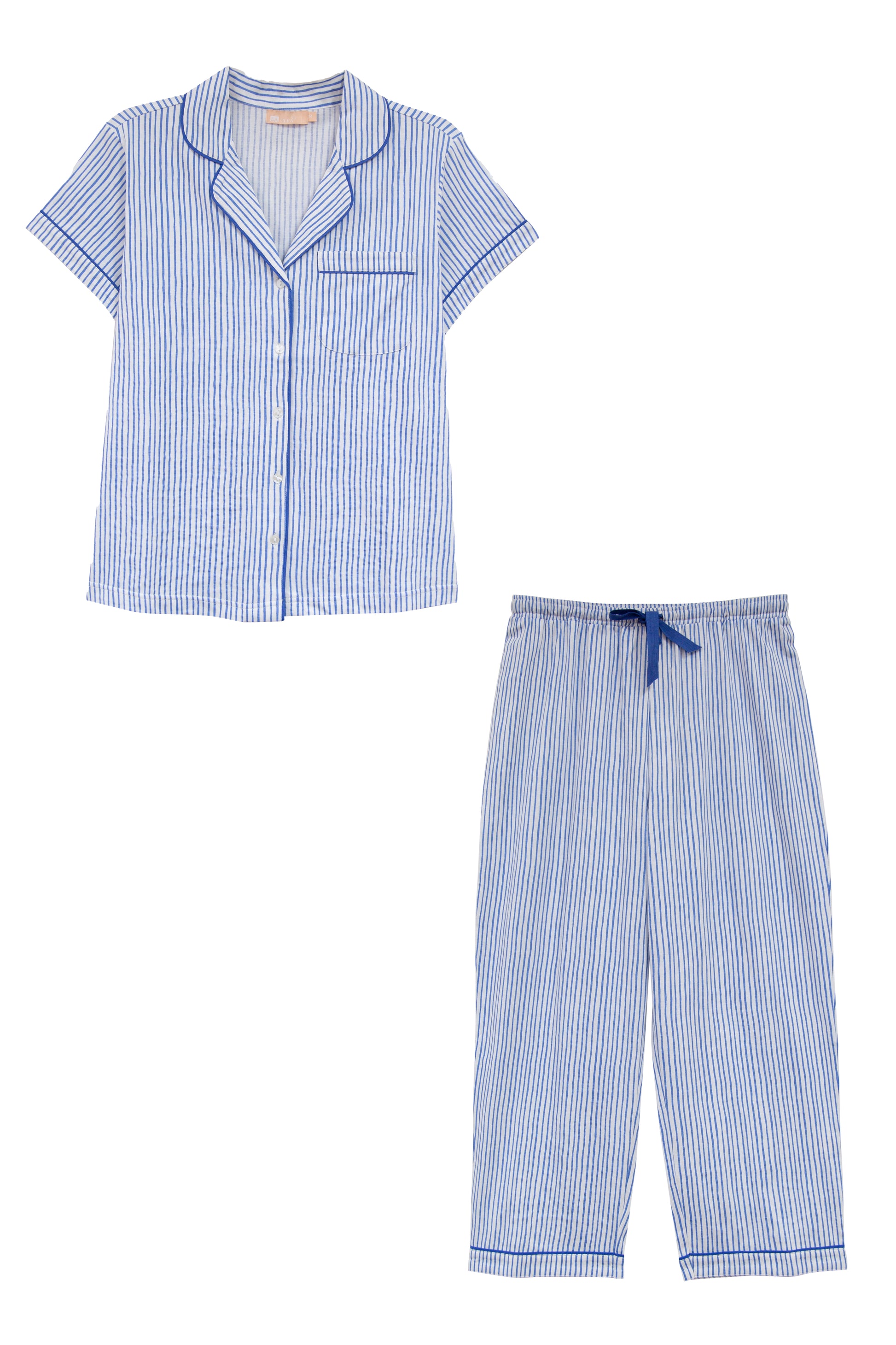 La Cera Pin Stripe Cotton Knit Capri PJ - La Cera
