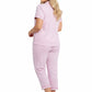 La Cera Plus Size Pin Stripe Cotton Knit Capri PJ - La Cera