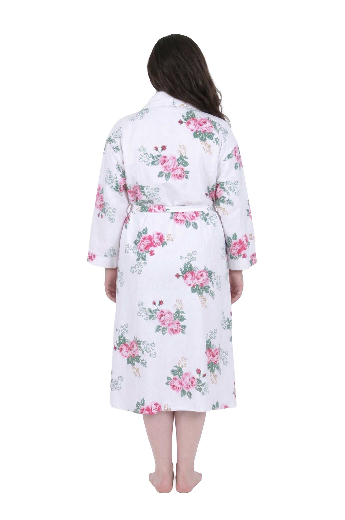 Flannel Floral Plus Size Robe - La Cera