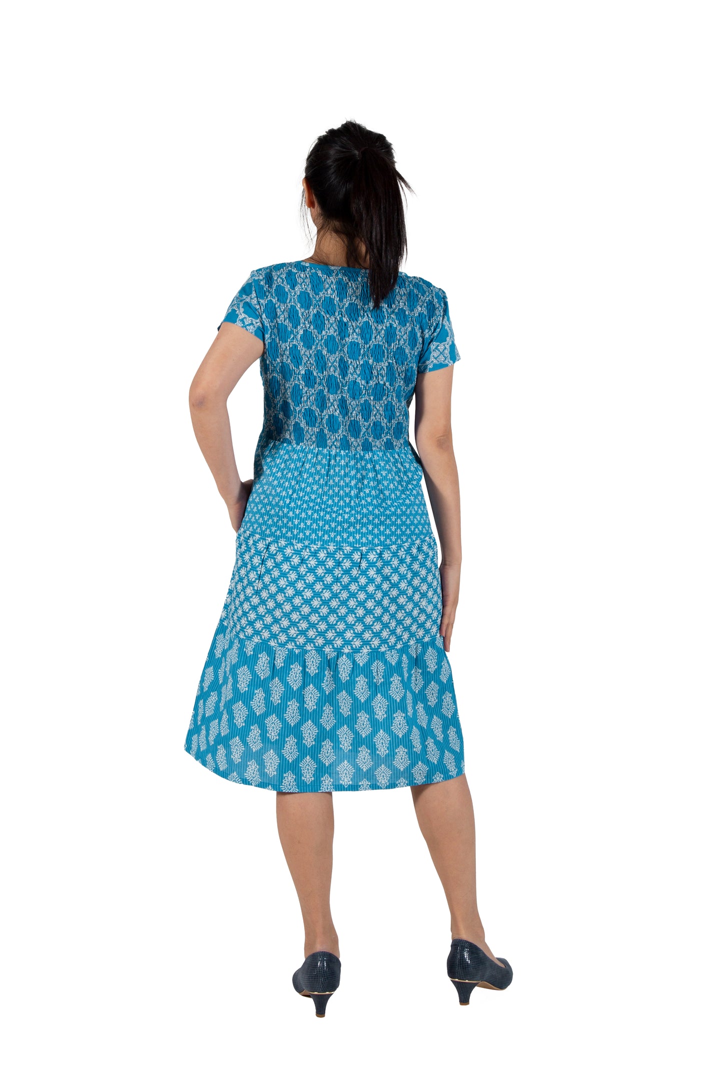 La Cera Cap Sleeve Short Smock Tier Dress - La Cera
