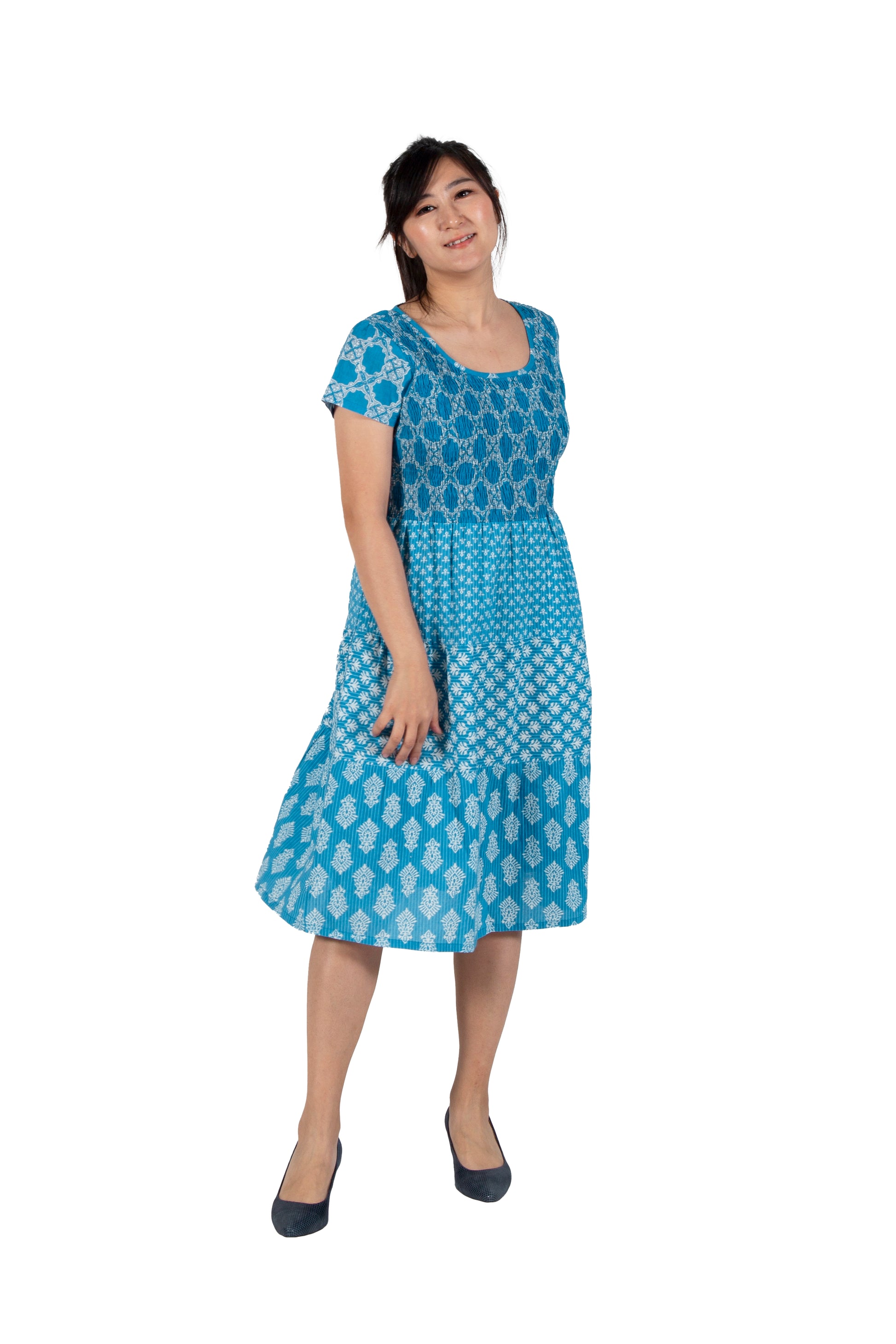 La Cera Cap Sleeve Short Smock Tier Dress - La Cera