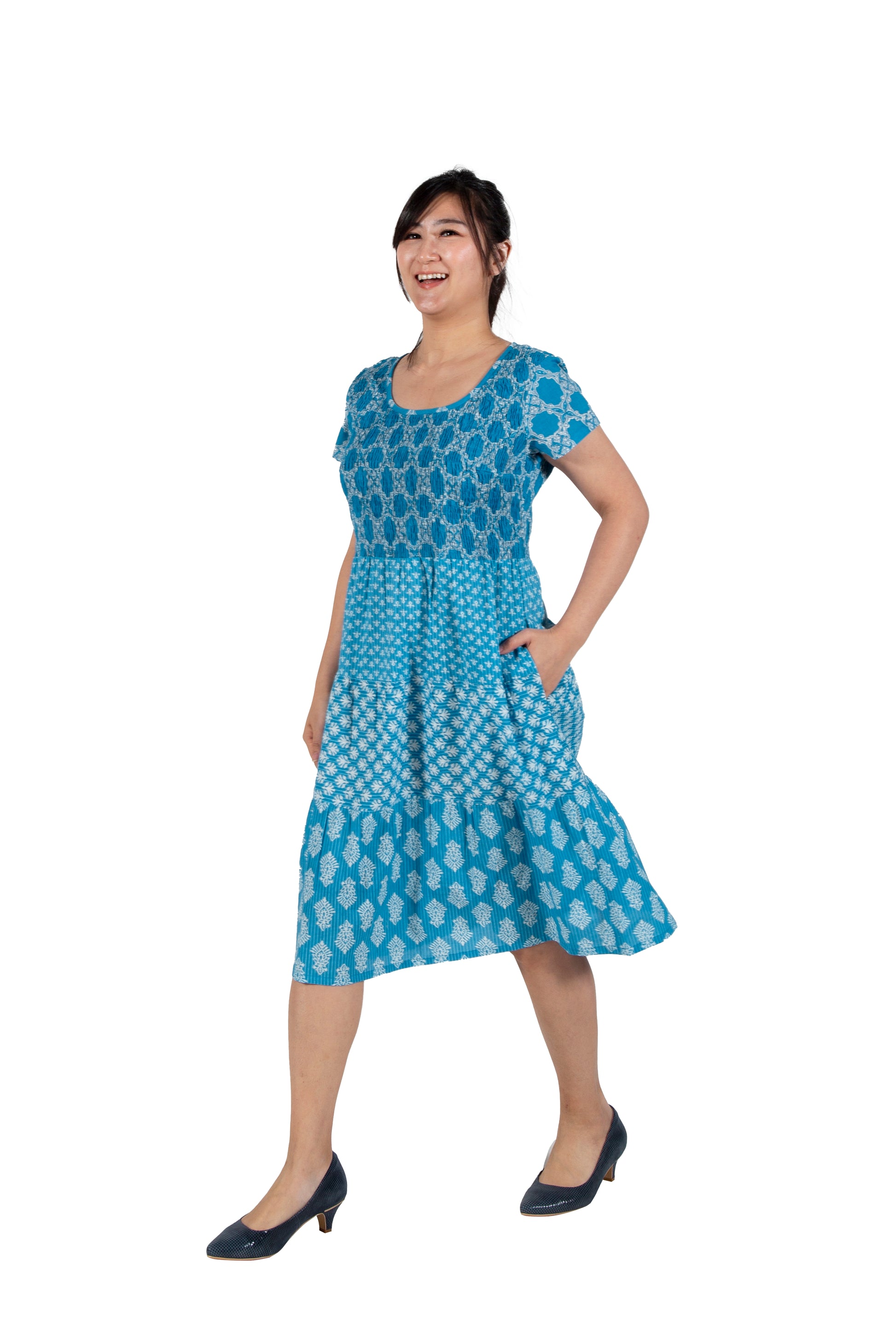 La Cera Cap Sleeve Short Smock Tier Dress - La Cera
