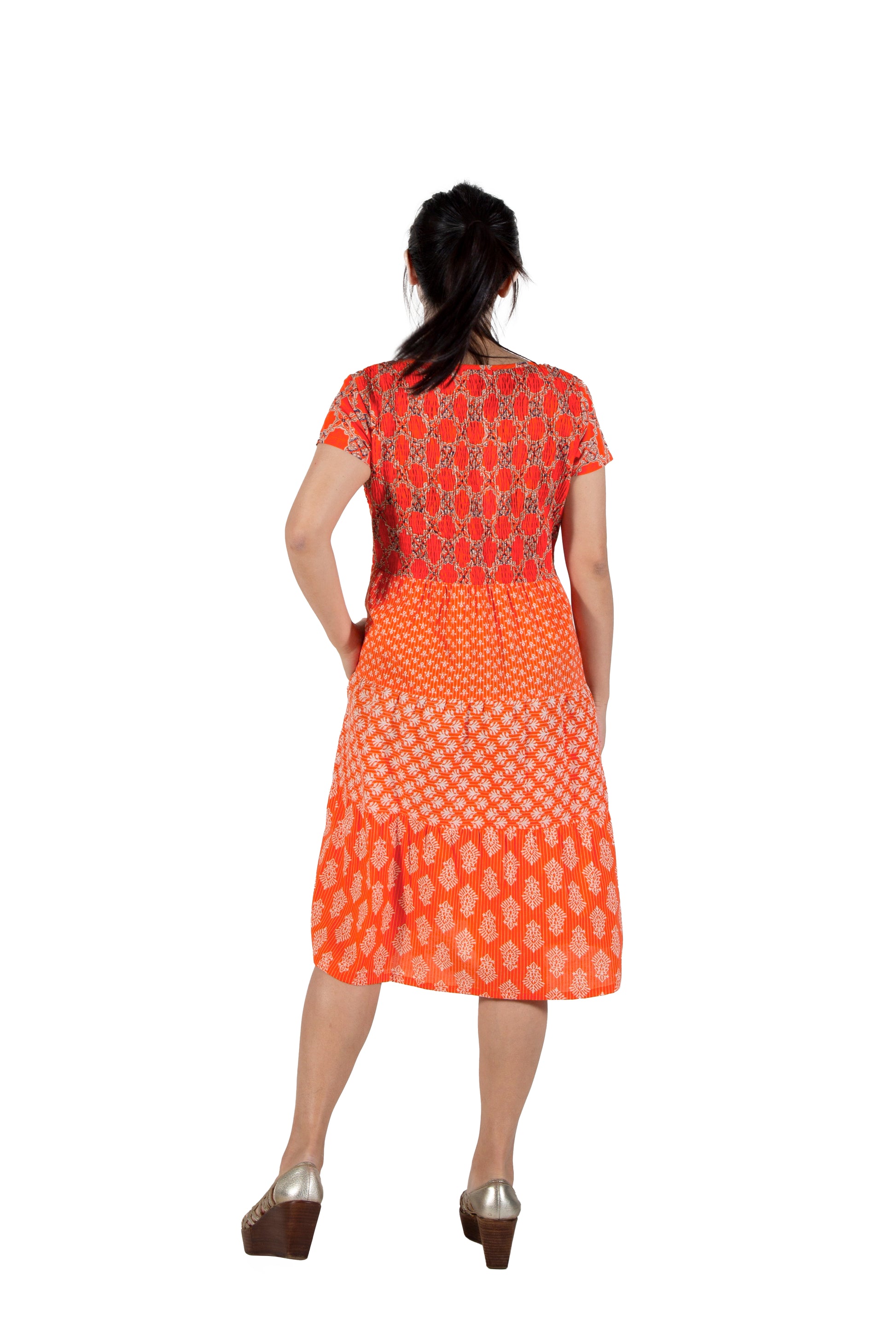 La Cera Cap Sleeve Short Smock Tier Dress - La Cera