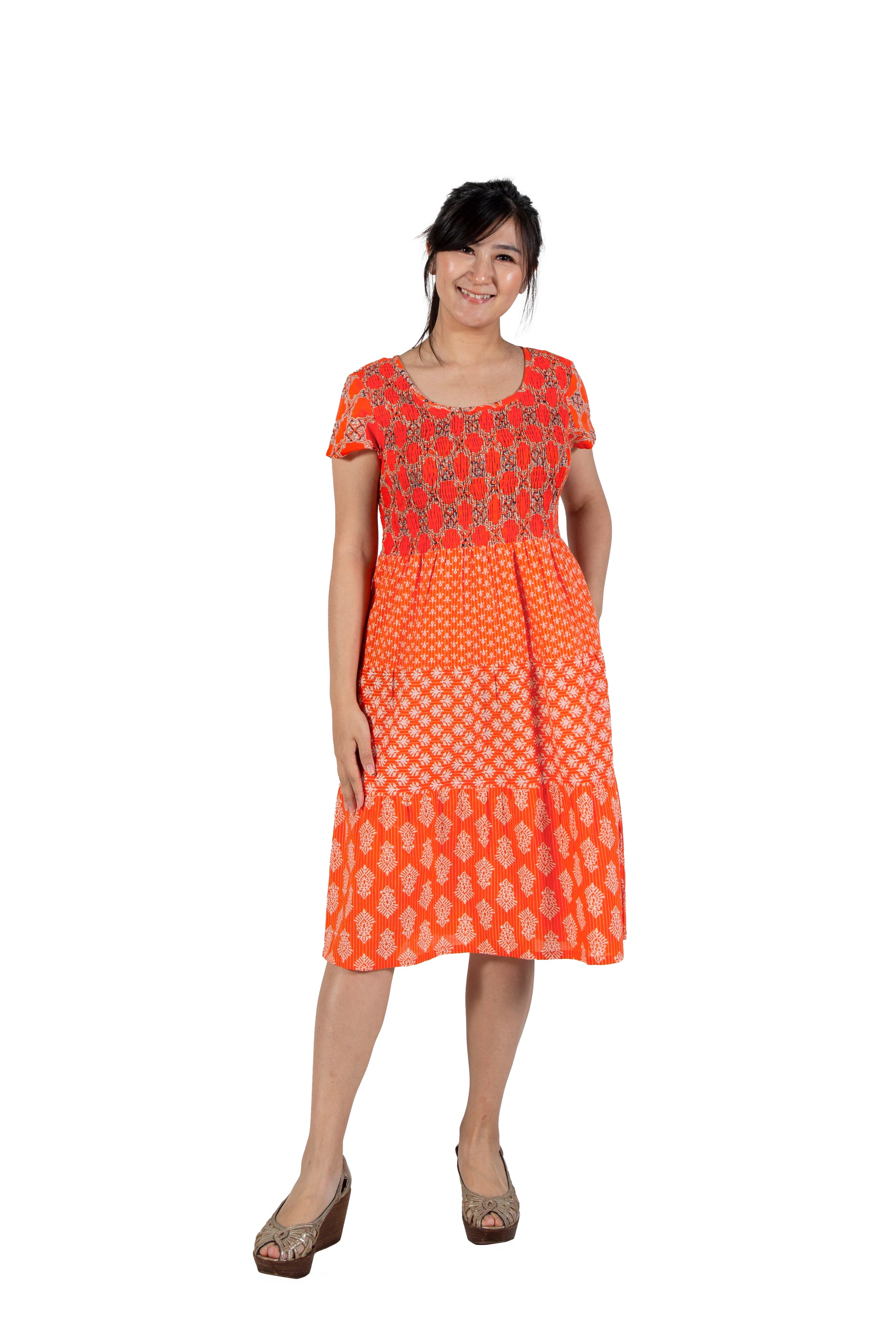 La Cera Cap Sleeve Short Smock Tier Dress - La Cera